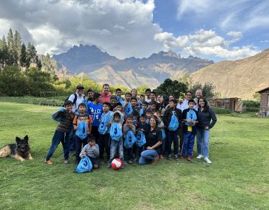 Children and staff at a group home for boys in Urubamba, Peru pose with Jefferson faculty and Health Bridges International staff.