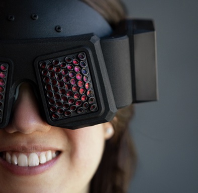 Woman wearing new VR headset