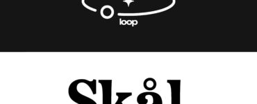 Logo for loop in white on a black background and logo for Skal in black on a white background