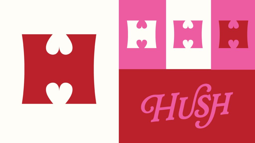 The logo system for "Hush"