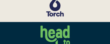 Logo for Torch in dark purple on a beige background above the logo for Head to Toe in bright green on a navy background